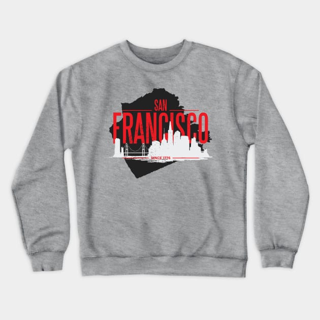 San Francisco Skyline Desing Crewneck Sweatshirt by LR_Collections